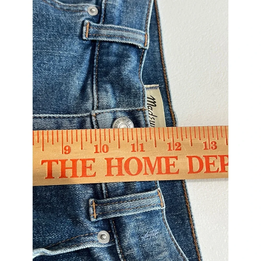 Madewell Flared Wide Leg Jeans Medium Wash High Rise Raw Hem Women's 29 Stretch - Picture 12 of 12